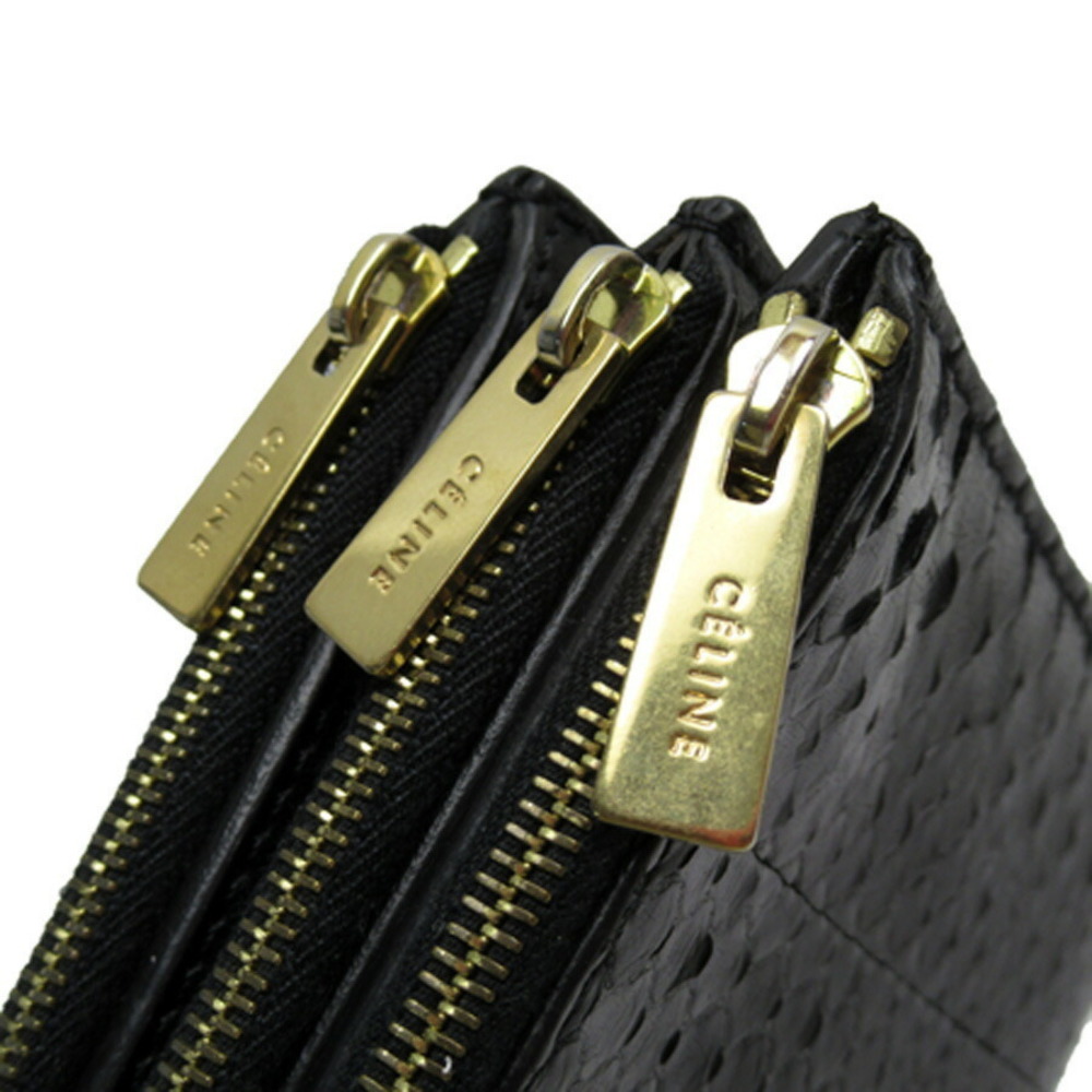Celine Python Leather Party Bag Black - image 4